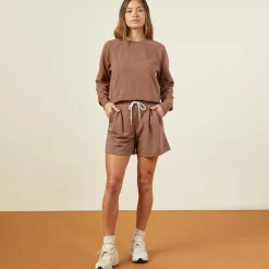 MONROW 90's Classic Sweat Short DUSTYCOCOA Hot